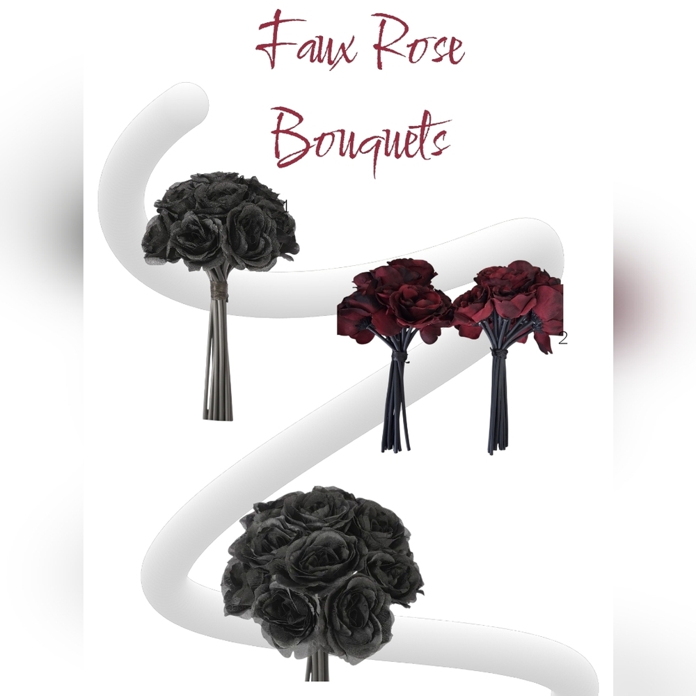 Bundle Of 2 10" Black And Red Faux Rose Bouquets by Ashland!